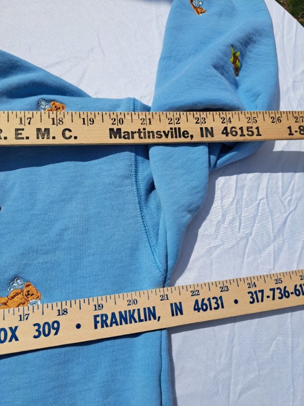 Teddy Fresh Angel Bear Graphic Embroidered Blue Hoodie Small Women's Streetwear - Picture 6 of 12